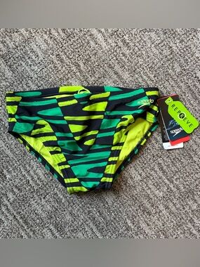 Speedo Disco Boom competition swim briefs men’s size 32, team bright green